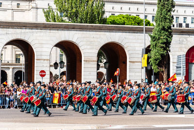 Spanish army marching during spanish national day army parade