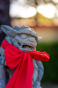 Close-up of statue against blurred background