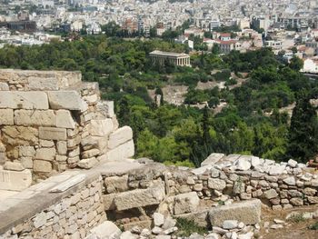 High angle view of castle in city