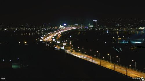 Light trails on city at night