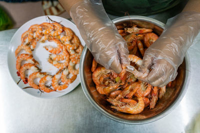 High angle view of food on table