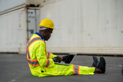 Man working with mobile phone