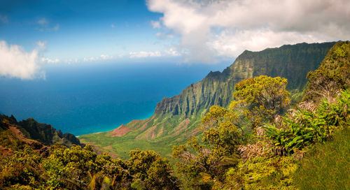 Scenic view of mountains against sky