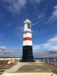 Lighthouse situated on the breakwater at ramsey harbour in the isle of man