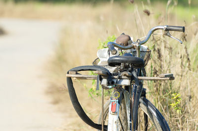 Bicycle parked on street