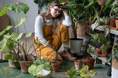 Florist working in shop