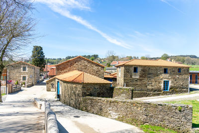 View of the entrance a small village in galicia spain where pilgrims on the camino de santiago walk.