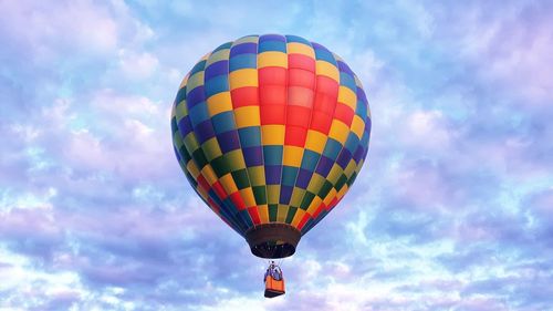 Low angle view of hot air balloon against sky