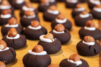 Close-up of chocolate cake on table