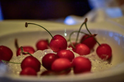 Close-up of strawberries in plate