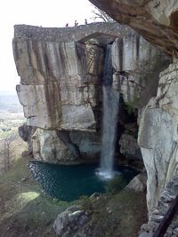 Water flowing through rocks