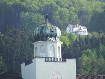 Church against trees