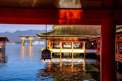 Reflection of building on lake