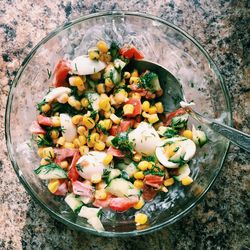 Directly above shot of salad in bowl