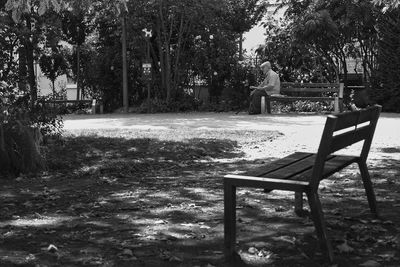 Empty bench in park