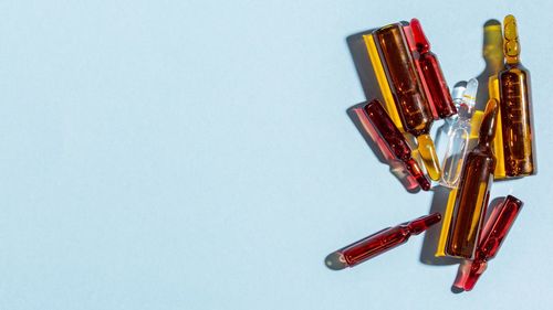 Close-up of usb cable on blue background