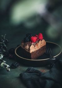 Close-up of dessert in plate on table