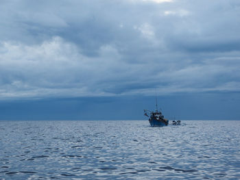 Boat sailing in sea