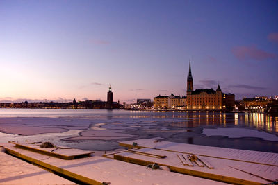 View of city during winter at night