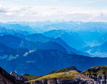 Scenic view of mountains against sky