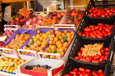 Various fruits for sale at market stall