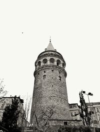 Low angle view of old building against clear sky