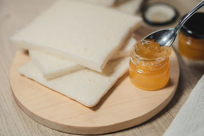 Close-up of breakfast on table