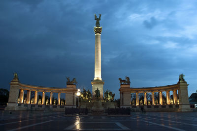 Low angle view of millennium monument in heroes square against sky