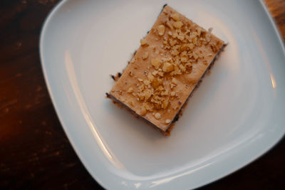 High angle view of dessert in plate