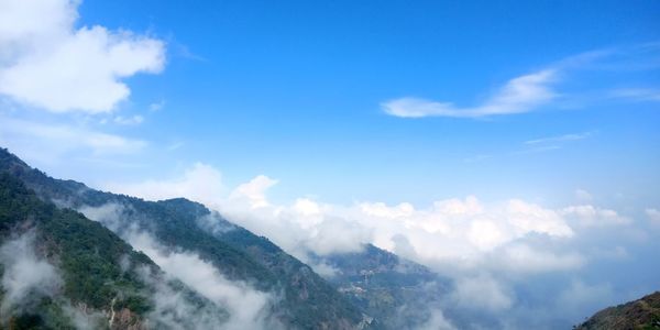 Low angle view of mountains against sky