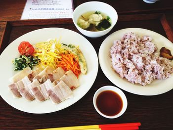 Close-up of food served in plate