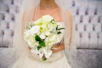 Close-up of white rose bouquet