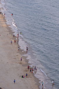 High angle view of people at beach