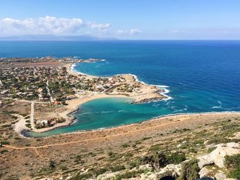 High angle view of sea against sky