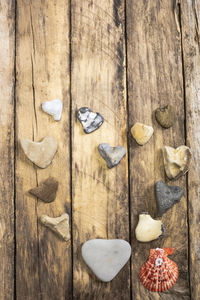 High angle view of heart shape on table