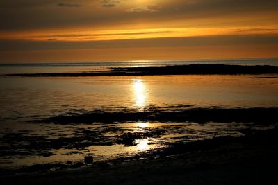 Scenic view of sea at sunset