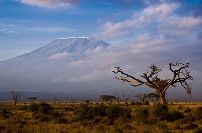 Scenic view of landscape against cloudy sky