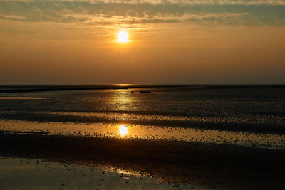 Scenic view of sea during sunset