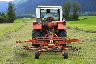 Tractor on agricultural field