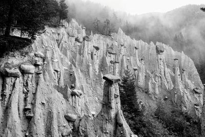 Low angle view of rock formation on mountain