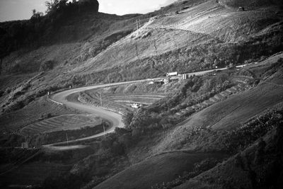 High angle view of road on mountain