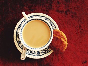 Close-up of coffee cup on table