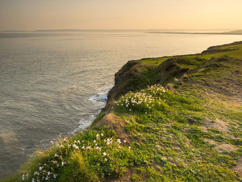 Scenic view of sea against sky during sunset