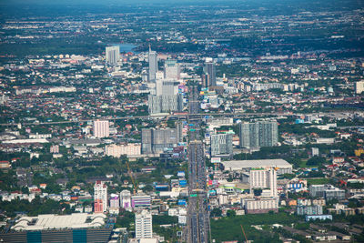 High angle view of cityscape against sky