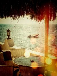 Scenic view of sea at sunset