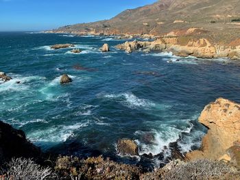 Scenic landscape of garrapata state park, rocky coast on a clear day