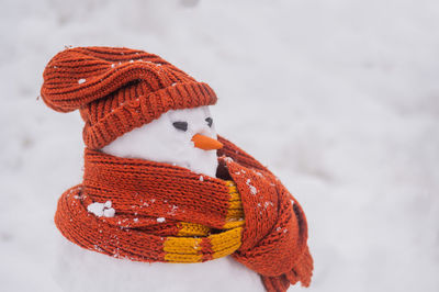 Snowman in a scarf and hat