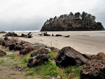 Scenic view of beach against sky