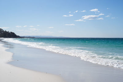 Scenic view of beach against sky