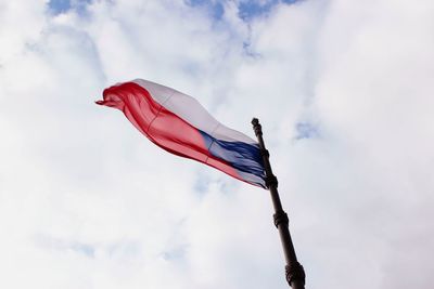 The national flag of the czech republic serving in the wind